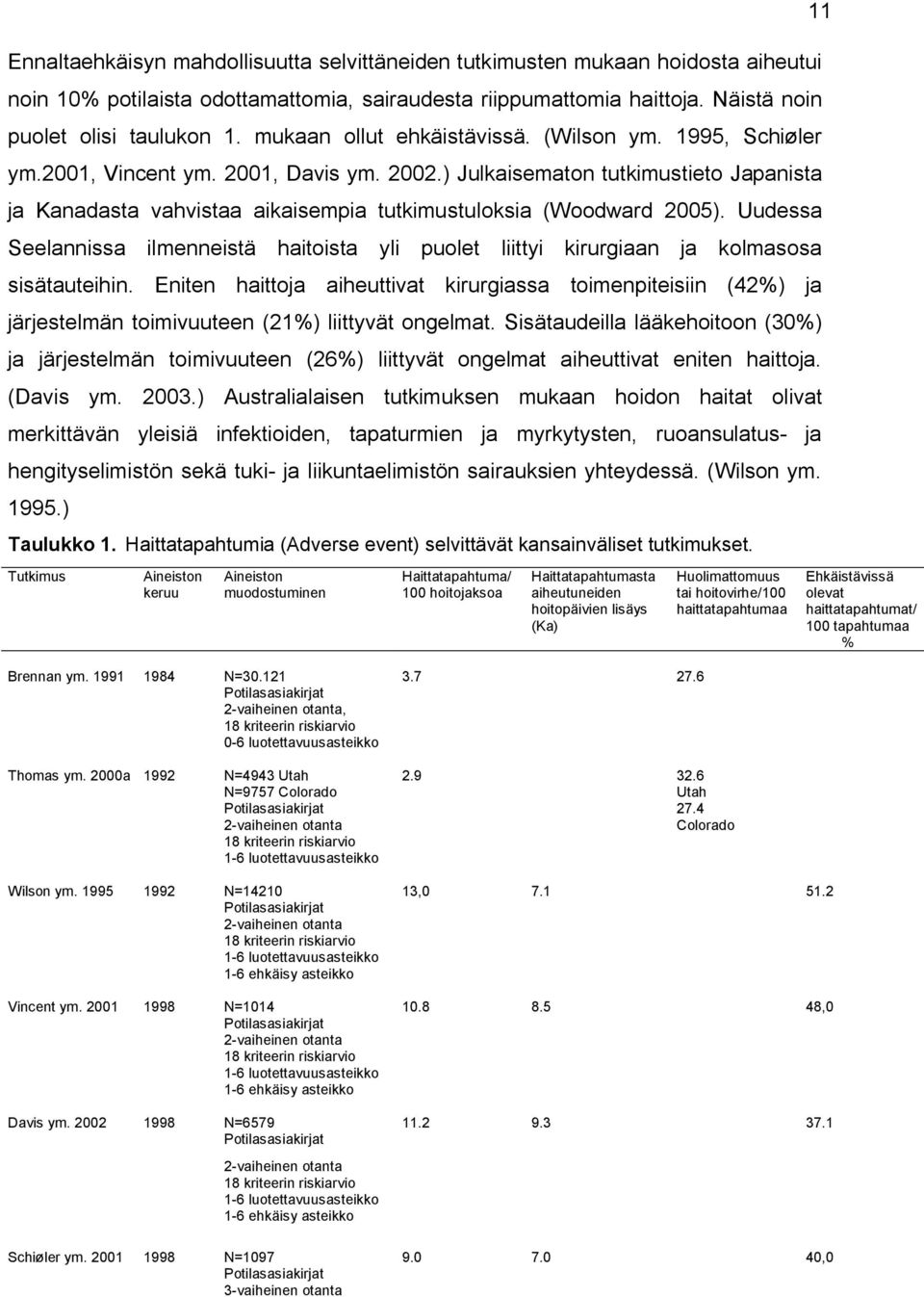 ) Julkaisematon tutkimustieto Japanista ja Kanadasta vahvistaa aikaisempia tutkimustuloksia (Woodward 2005).