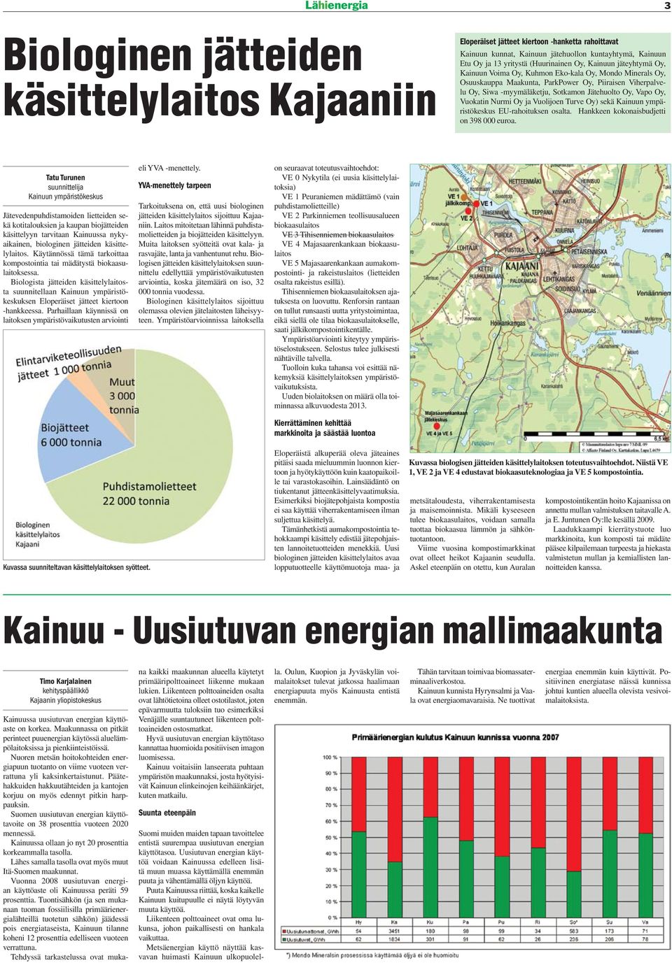 Oy, Vapo Oy, Vuokatin Nurmi Oy ja Vuolijoen Turve Oy) sekä Kainuun ympäristökeskus EU-rahoituksen osalta. Hankkeen kokonaisbudjetti on 398 000 euroa.