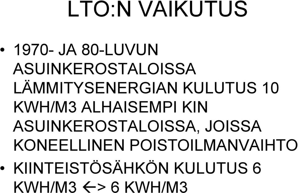 KWH/M3 ALHAISEMPI KIN ASUINKEROSTALOISSA, JOISSA