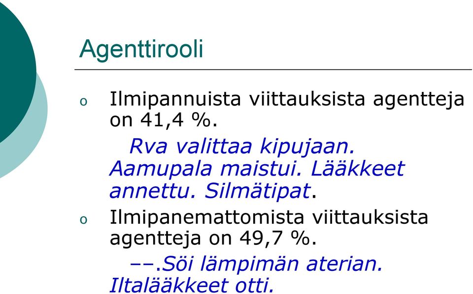 Lääkkeet annettu. Silmätipat.