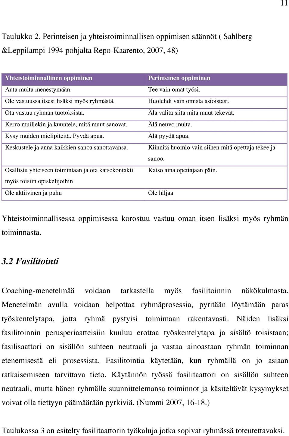 Keskustele ja anna kaikkien sanoa sanottavansa. Osallistu yhteiseen toimintaan ja ota katsekontakti myös toisiin opiskelijoihin Ole aktiivinen ja puhu Perinteinen oppiminen Tee vain omat työsi.