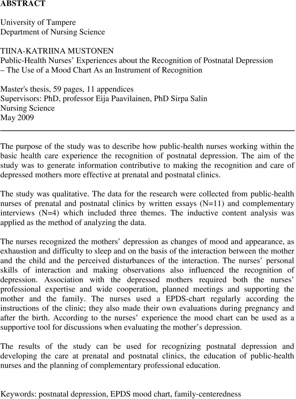 public-health nurses working within the basic health care experience the recognition of postnatal depression.