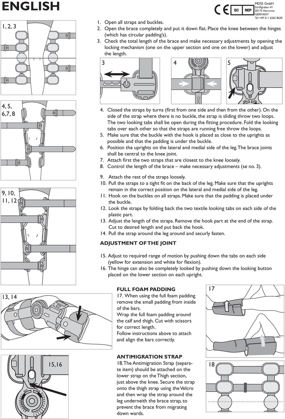 . Closed the straps by turns (first from one side and then from the other). On the side of the strap where there is no buckle, the strap is sliding throw two loops.