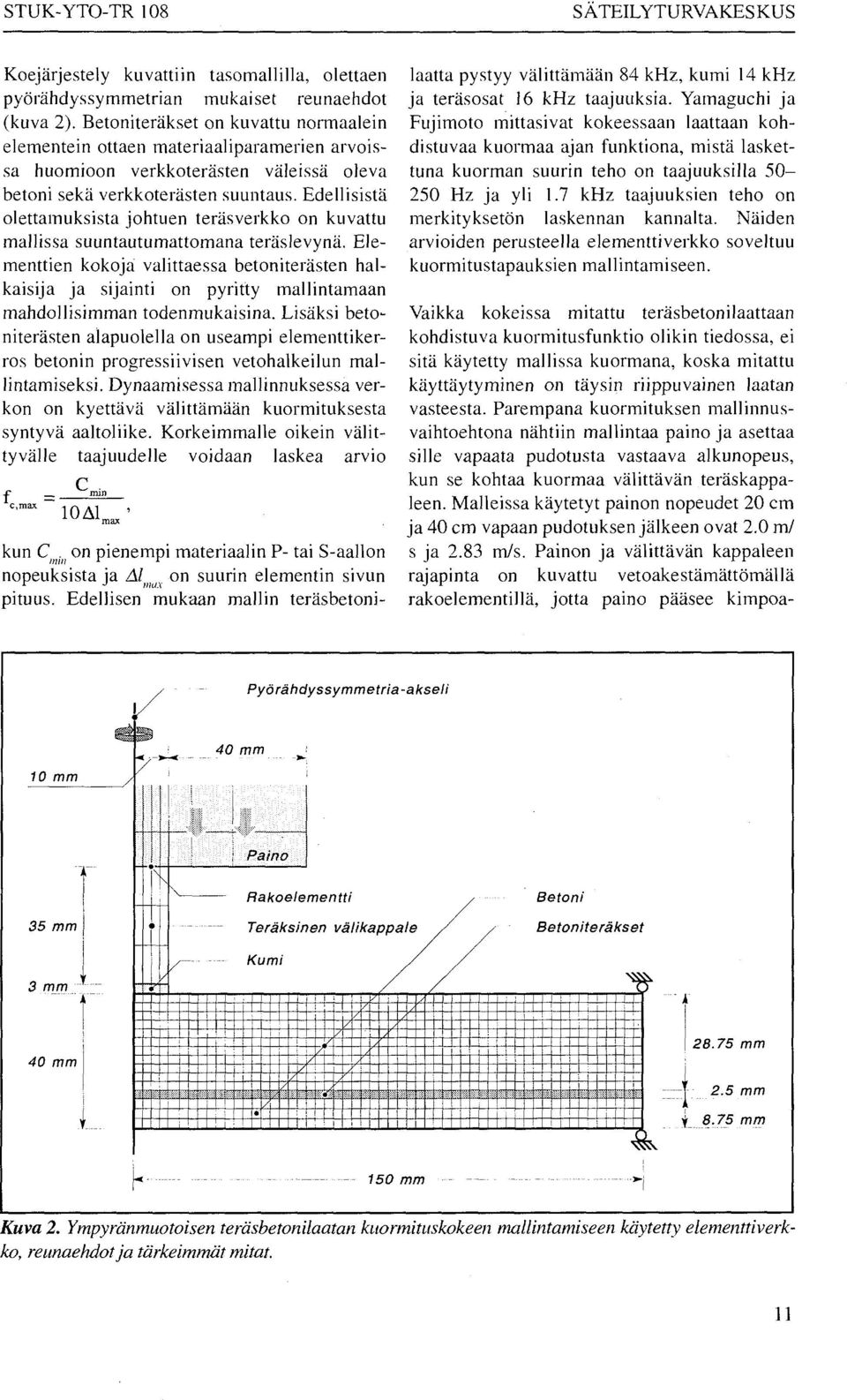 Edellisistä olettamuksista johtuen teräsverkko on kuvattu mallissa suuntautumattomana teräslevynä.