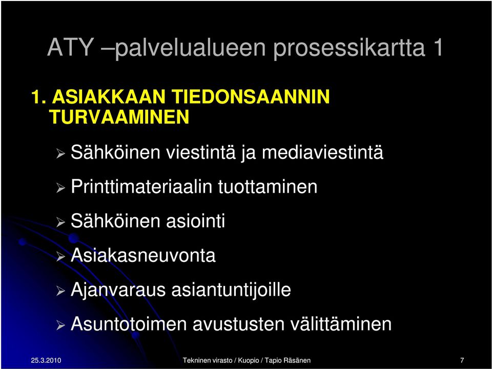 Printtimateriaalin tuottaminen Sähköinen asiointi Asiakasneuvonta