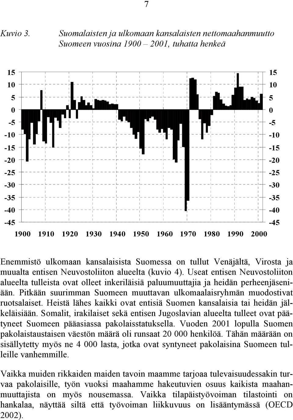 1940 1950 1960 1970 1980 1990 2000 Enemmistö ulkomaan kansalaisista Suomessa on tullut Venäjältä, Virosta ja muualta entisen Neuvostoliiton alueelta (kuvio 4).