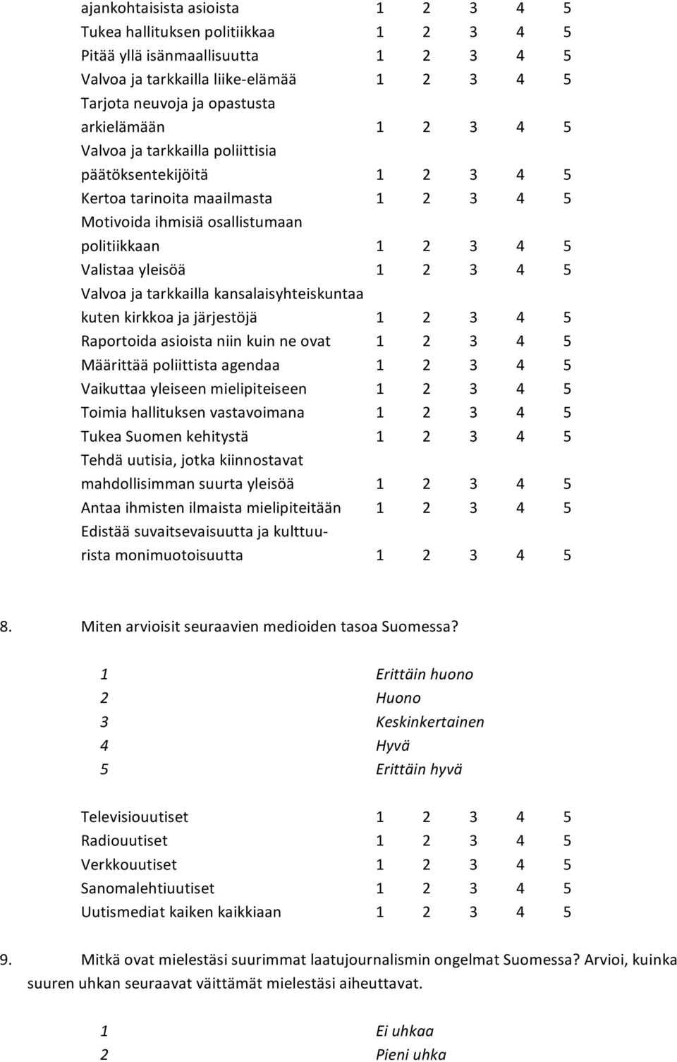 kutenkirkkoajajärjestöjä 12345 Raportoidaasioistaniinkuinneovat 12345 Määrittääpoliittistaagendaa 12345 Vaikuttaayleiseenmielipiteiseen 12345 Toimiahallituksenvastavoimana 12345 TukeaSuomenkehitystä