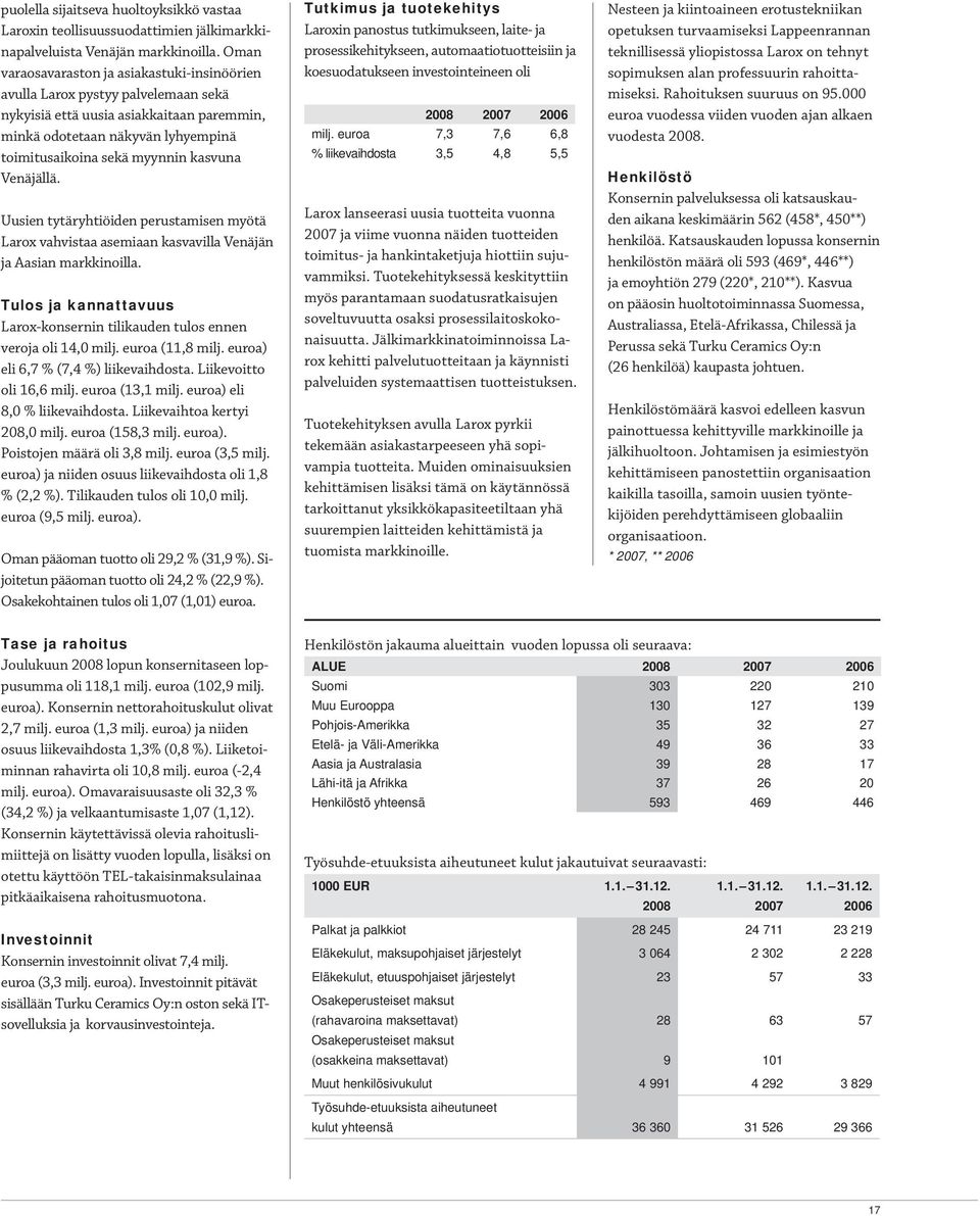 Venäjällä. Uusien tytäryhtiöiden perustamisen myötä Larox vahvistaa asemiaan kasvavilla Venäjän ja Aasian markkinoilla.