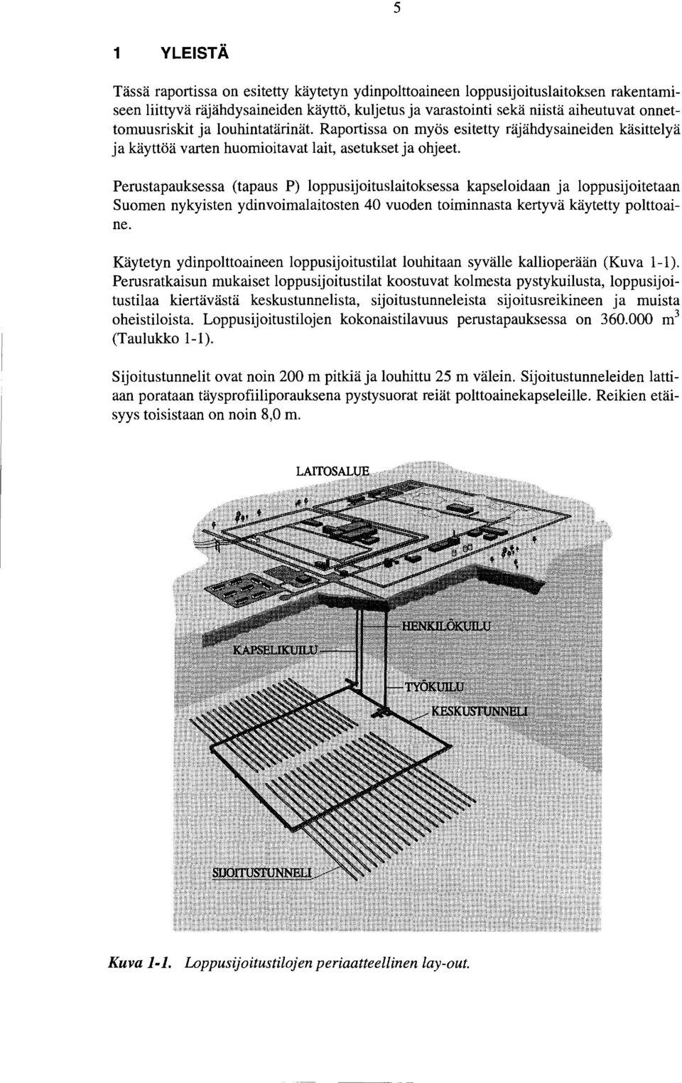 Perustapauksessa (tapaus P) loppusijoituslaitoksessa kapseloidaan ja loppusijoitetaan Suomen nykyisten ydinvoimalaitosten 40 vuoden toiminnasta kertyvä käytetty polttoaine.