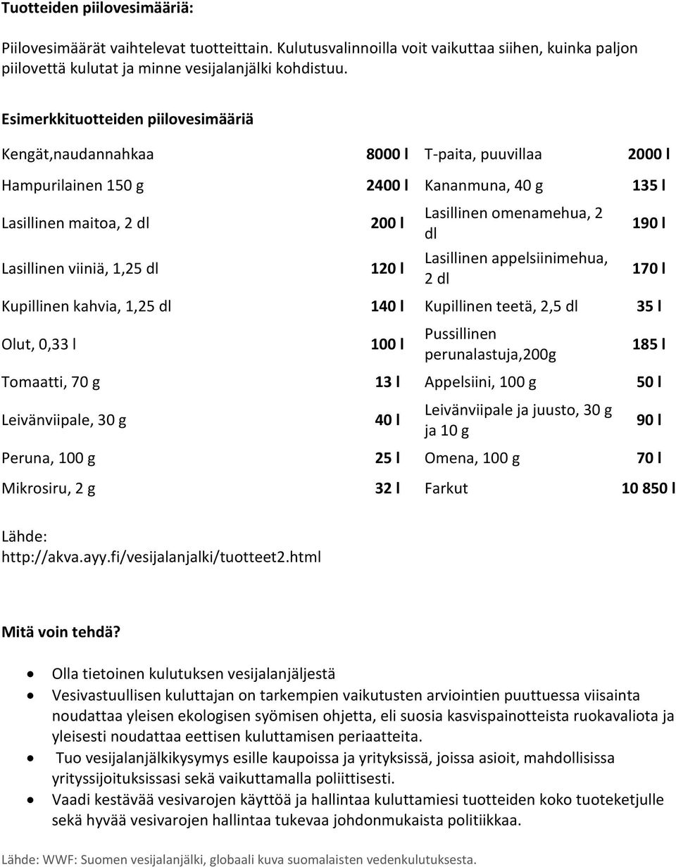 l Lasillinen omenamehua, 2 dl Lasillinen appelsiinimehua, 2 dl Kupillinen kahvia, 1,25 dl 140 l Kupillinen teetä, 2,5 dl 35 l Olut, 0,33 l 100 l Pussillinen perunalastuja,200g Tomaatti, 70 g 13 l