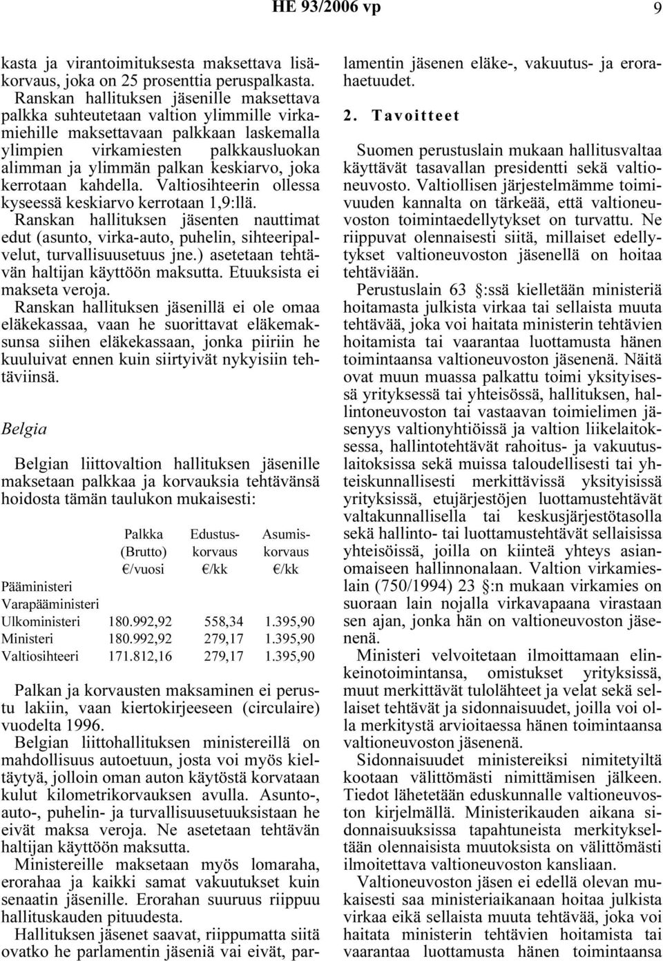 joka kerrotaan kahdella. Valtiosihteerin ollessa kyseessä keskiarvo kerrotaan 1,9:llä.