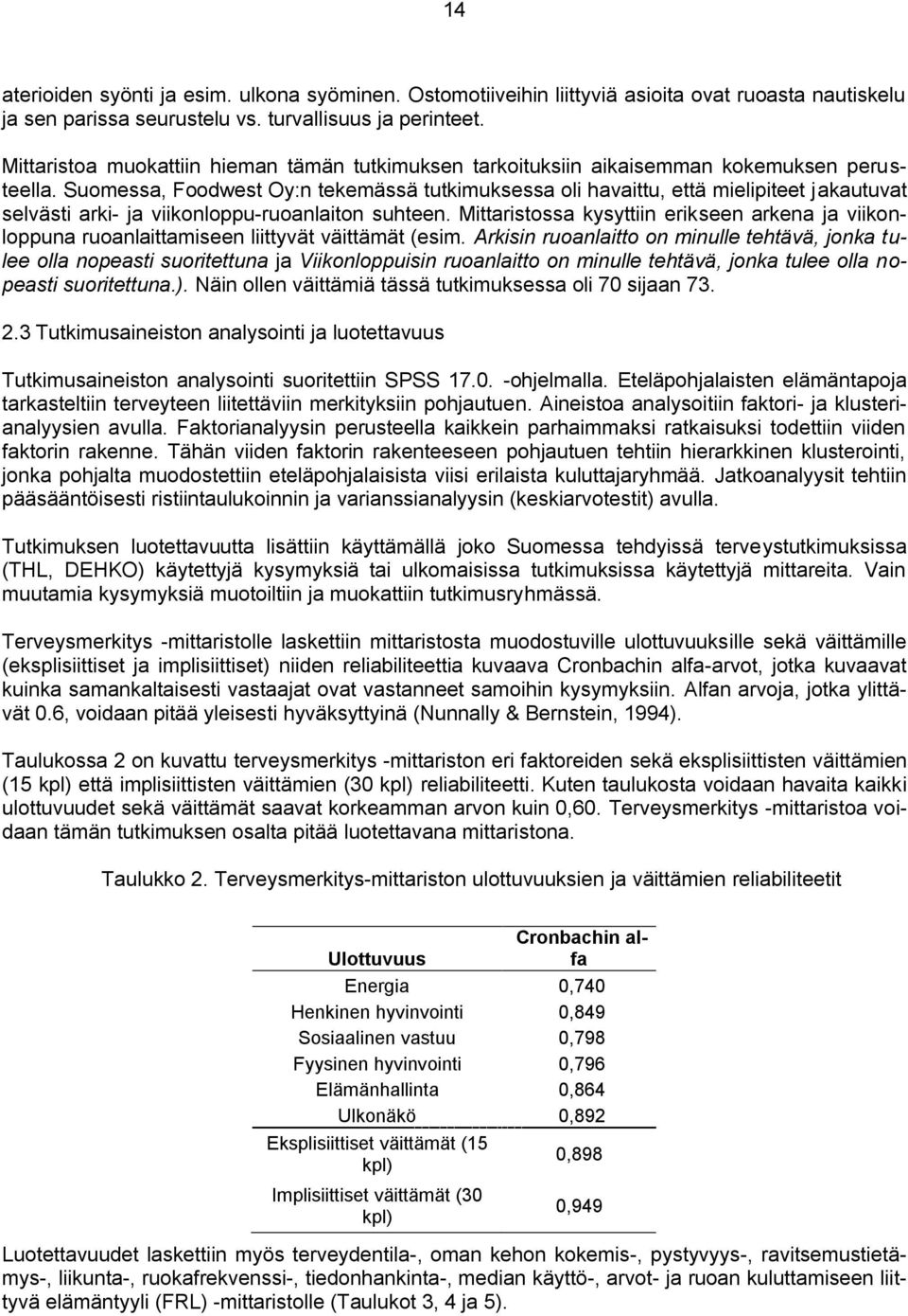 Suomessa, Foodwest Oy:n tekemässä tutkimuksessa oli havaittu, että mieliiteet jakautuvat selvästi arki- ja viikonlou-ruoanlaiton suhteen.