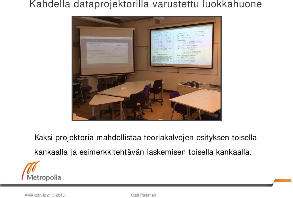 teoriakalvojen esityksen toisella kankaalla