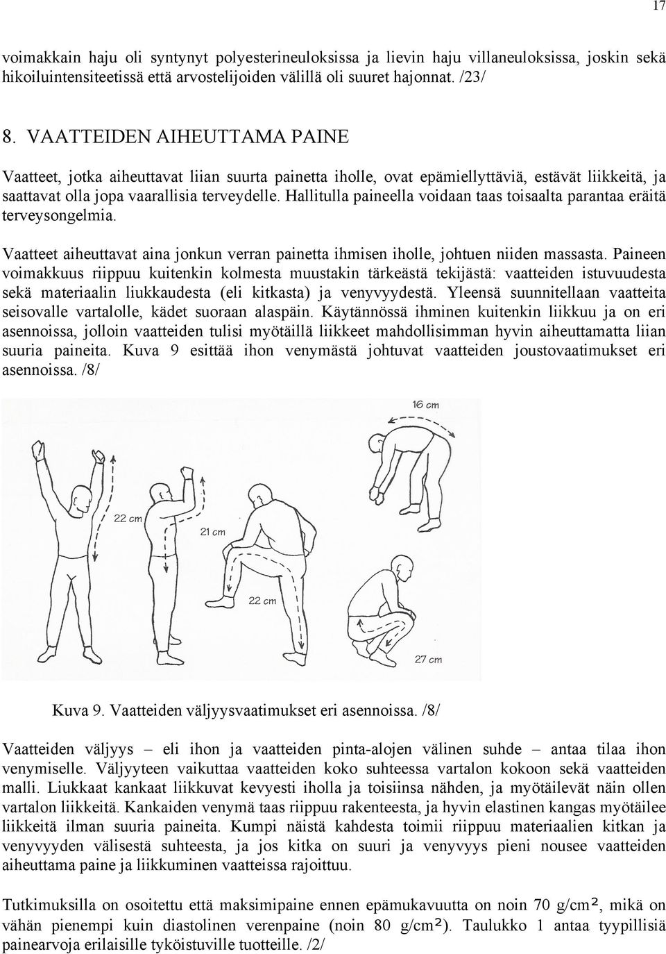 Hallitulla paineella voidaan taas toisaalta parantaa eräitä terveysongelmia. Vaatteet aiheuttavat aina jonkun verran painetta ihmisen iholle, johtuen niiden massasta.