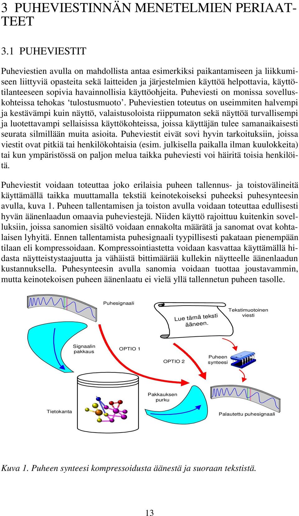 havainnollisia käyttöohjeita. Puheviesti on monissa sovelluskohteissa tehokas tulostusmuoto.