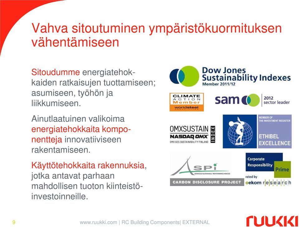 Ainutlaatuinen valikoima energiatehokkaita komponentteja innovatiiviseen rakentamiseen.