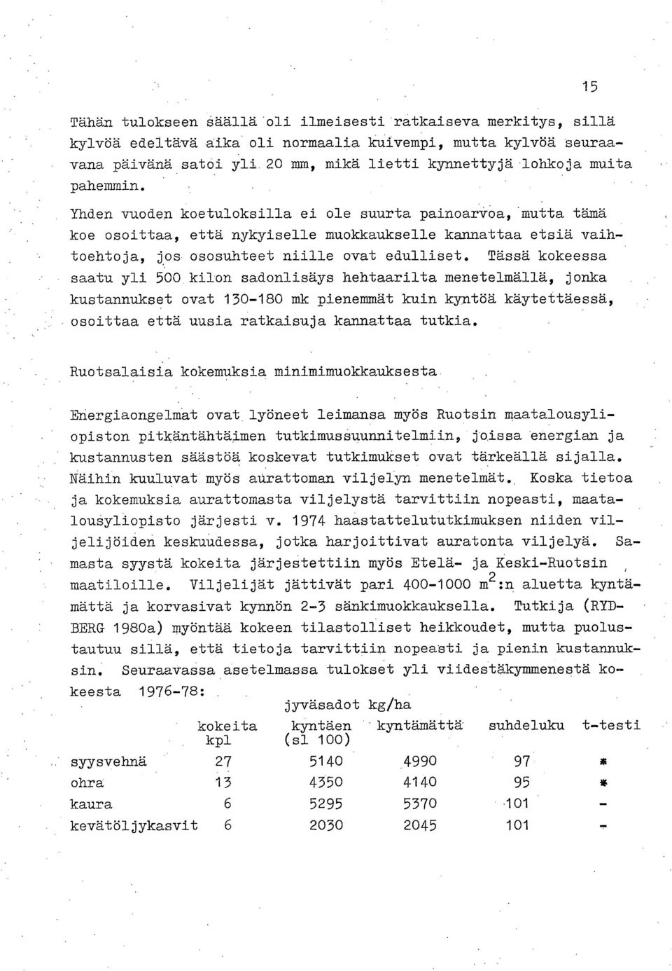 mutta tämä koe osoittaa, että nykyiselle muokkaukselle kannattaa etsiä vaihtoehtoja, jos ososuhteet niille ovat edulliset.