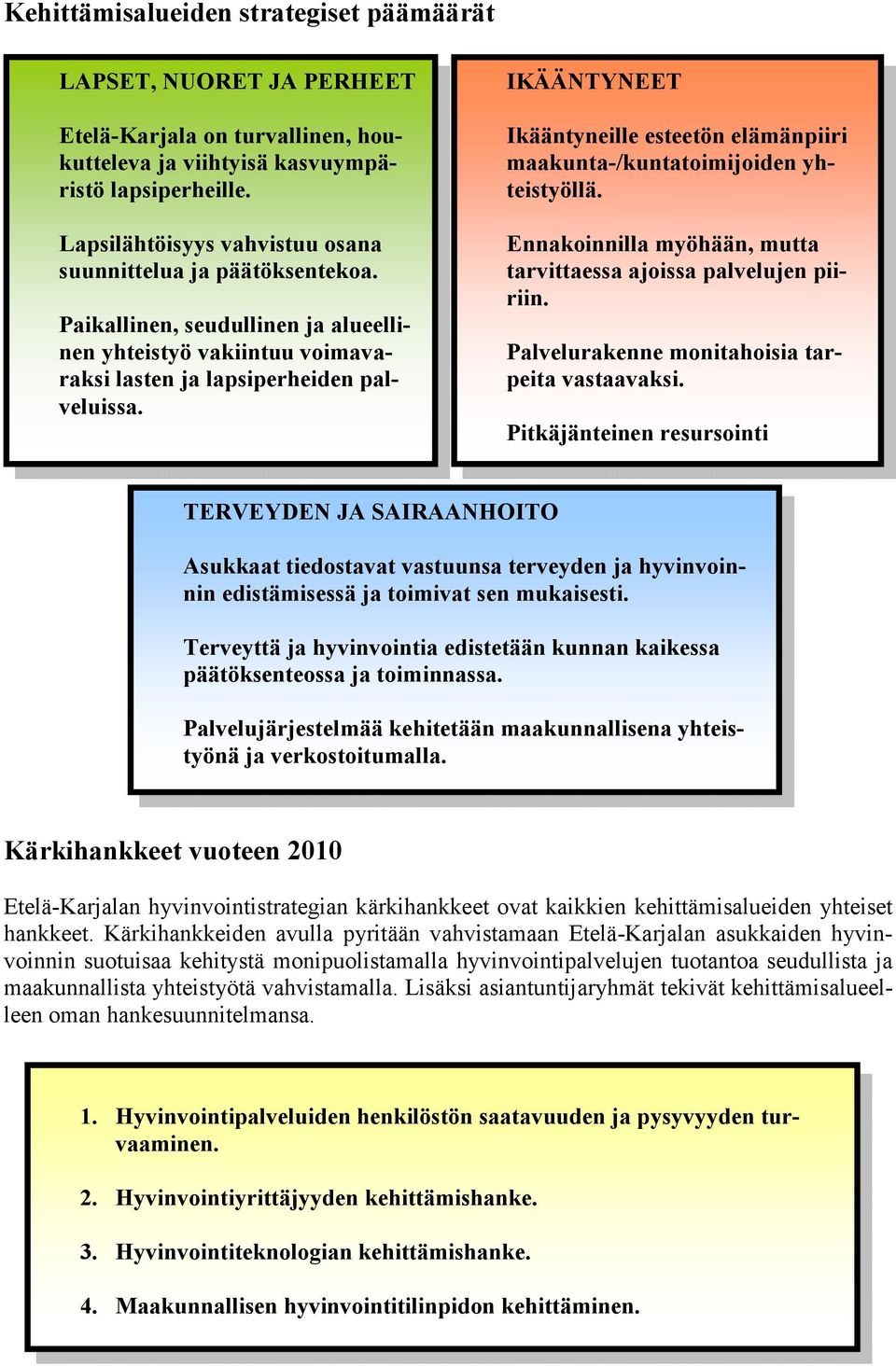 IKÄÄNTYNEET Ikääntyneille esteetön elämänpiiri maakunta-/kuntatoimijoiden yhteistyöllä. Ennakoinnilla myöhään, mutta tarvittaessa ajoissa palvelujen piiriin.