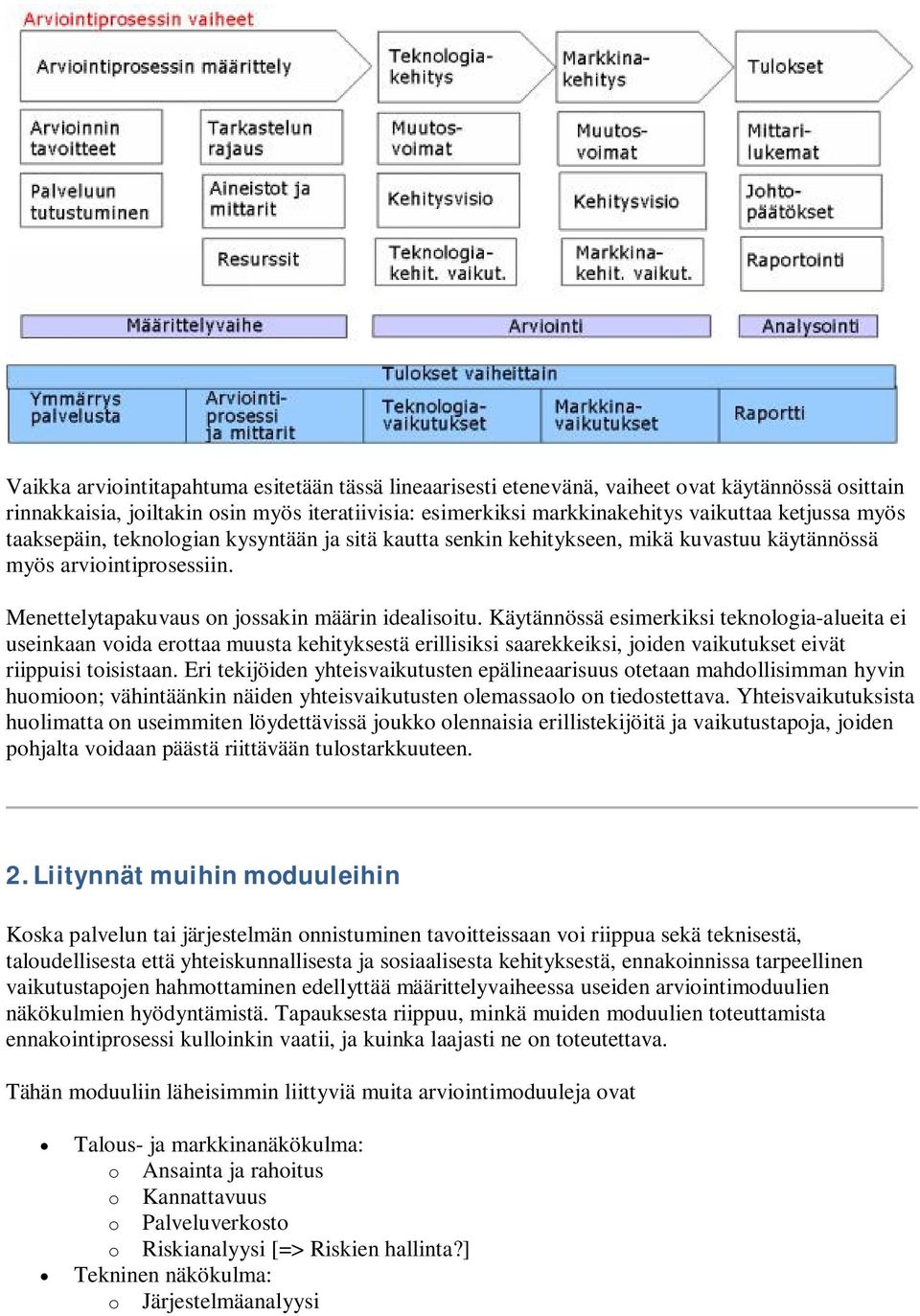 Käytännössä esimerkiksi teknologia-alueita ei useinkaan voida erottaa muusta kehityksestä erillisiksi saarekkeiksi, joiden vaikutukset eivät riippuisi toisistaan.