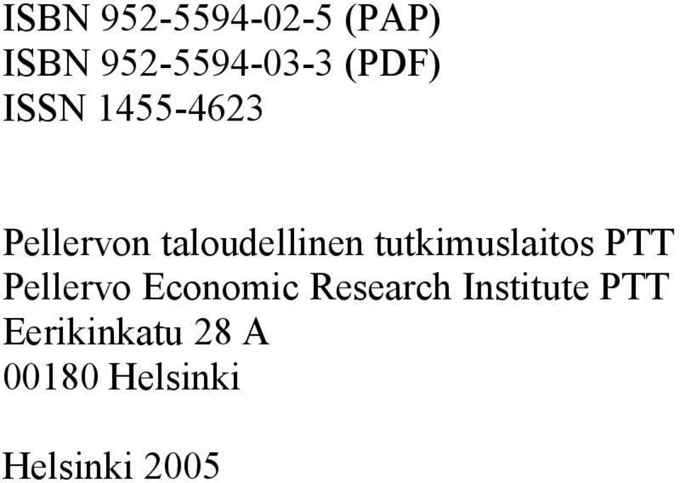 tutkimuslaitos PTT Pellervo Economic Research