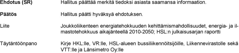 Joukkoliikenteen energiatehokkuuden kehittämismahdollisuudet, energia- ja ilmastotehokkuus