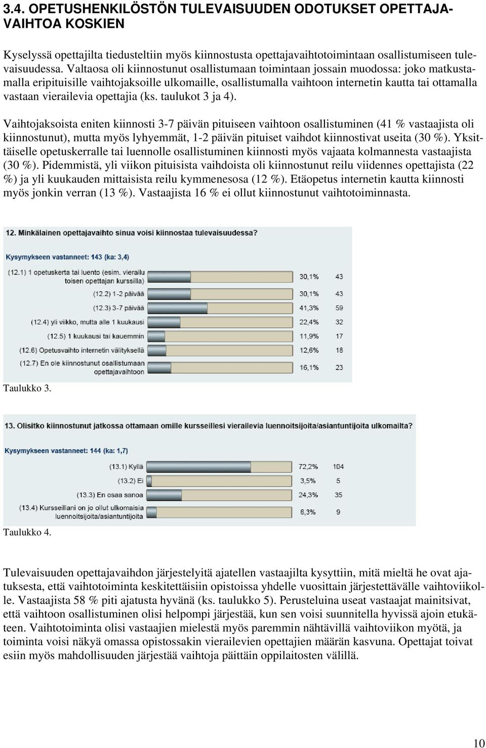 vierailevia opettajia (ks. taulukot 3 ja 4).