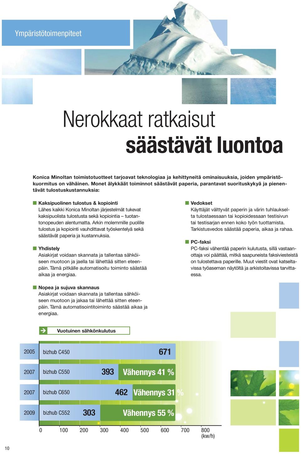 kaksipuolista tulostusta sekä kopiointia tuotantonopeuden alentumatta. Arkin molemmille puolille tulostus ja kopiointi vauhdittavat työskentelyä sekä säästävät paperia ja kustannuksia.