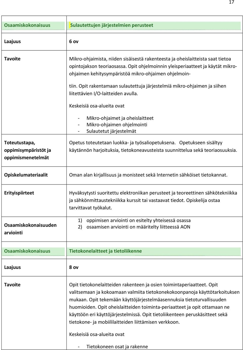 Opit rakentamaan sulautettuja järjestelmiä mikro ohjaimen ja siihen liitettävien I/O laitteiden avulla.