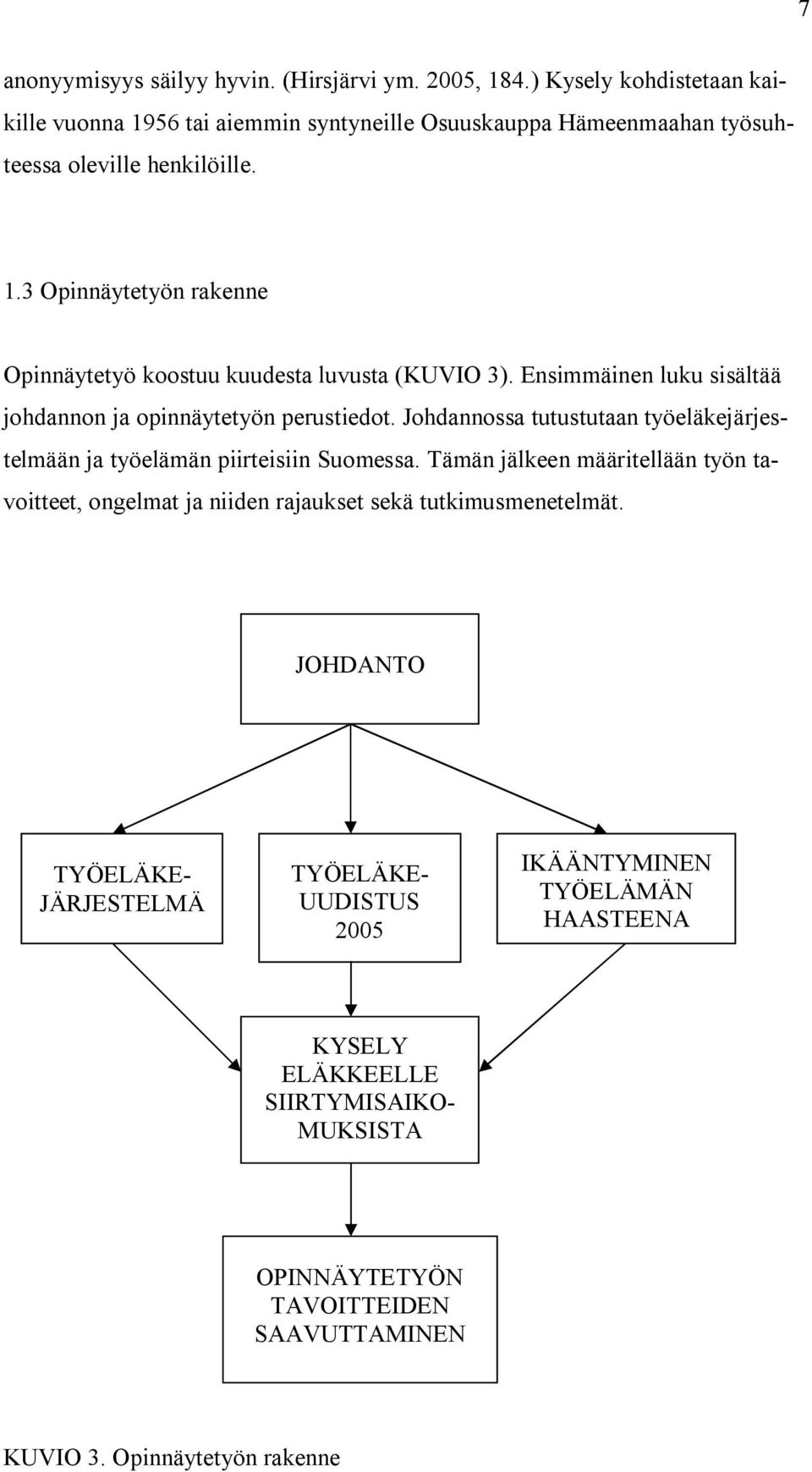 Ensimmäinen luku sisältää johdannon ja opinnäytetyön perustiedot. Johdannossa tutustutaan työeläkejärjestelmään ja työelämän piirteisiin Suomessa.