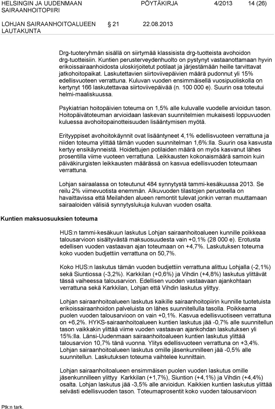 Laskutettavien siirtoviivepäivien määrä pudonnut yli 15% edellisvuoteen verrattuna. Kuluvan vuoden ensimmäisellä vuosipuoliskolla on kertynyt 166 laskutettavaa siirtoviivepäivää (n. 100 000 e).