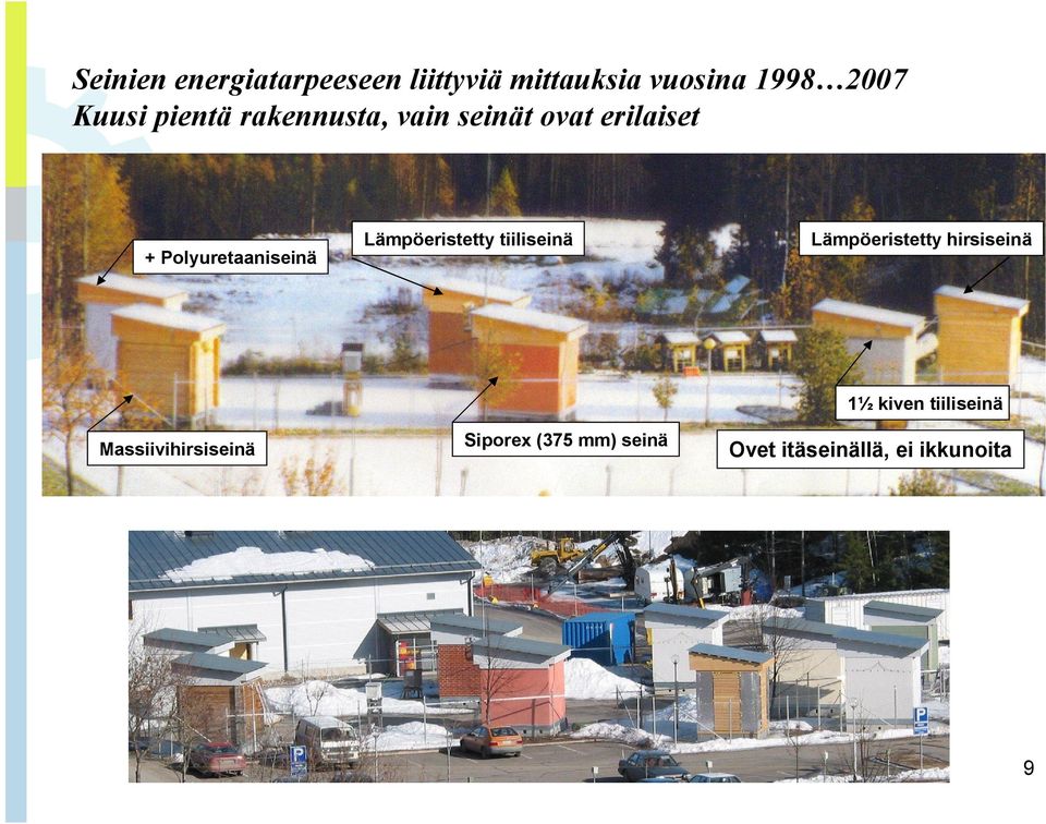 Lämpöeristetty tiiliseinä Lämpöeristetty hirsiseinä Massiivihirsiseinä