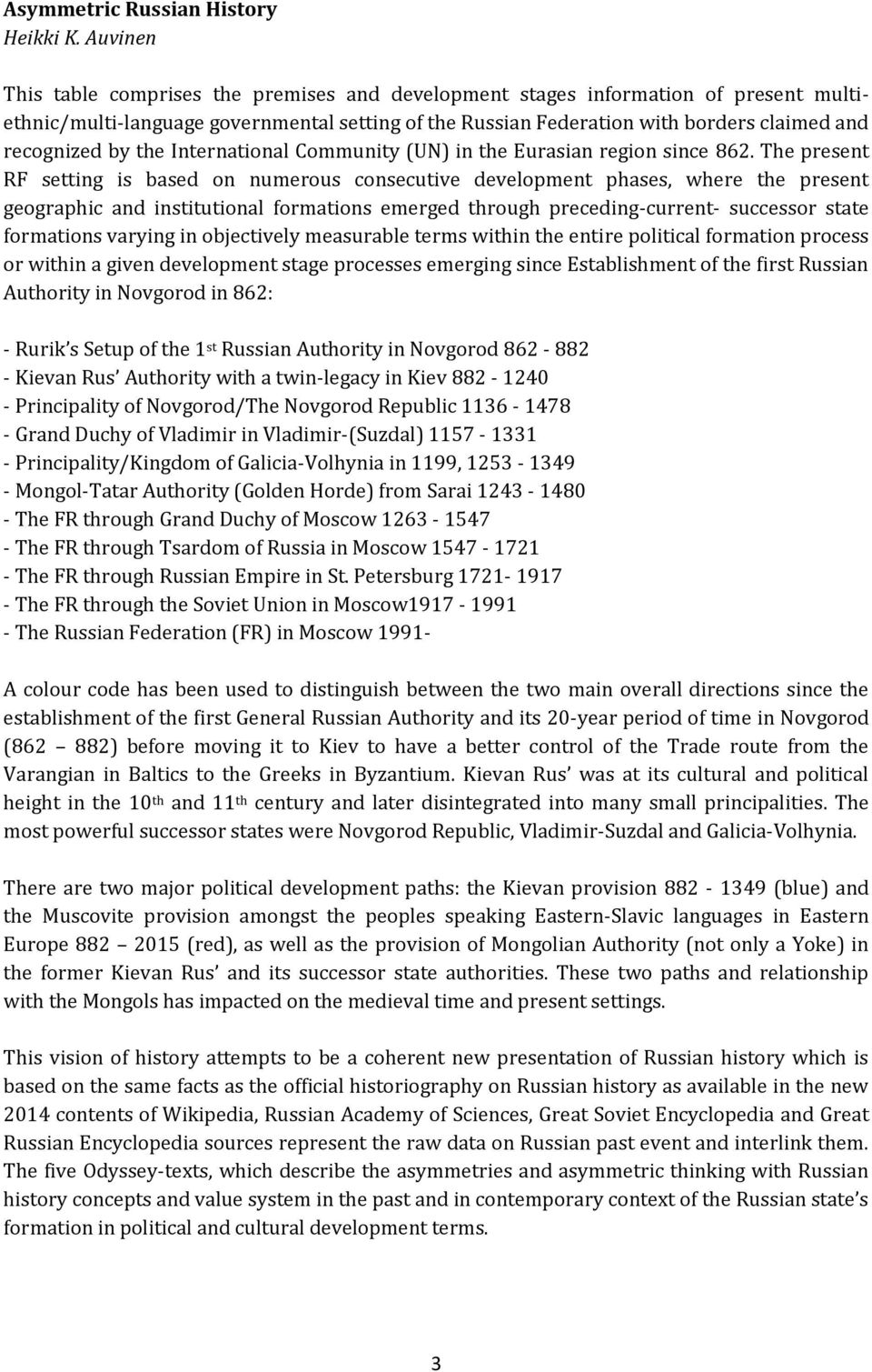 by the International Community (UN) in the Eurasian region since 862.