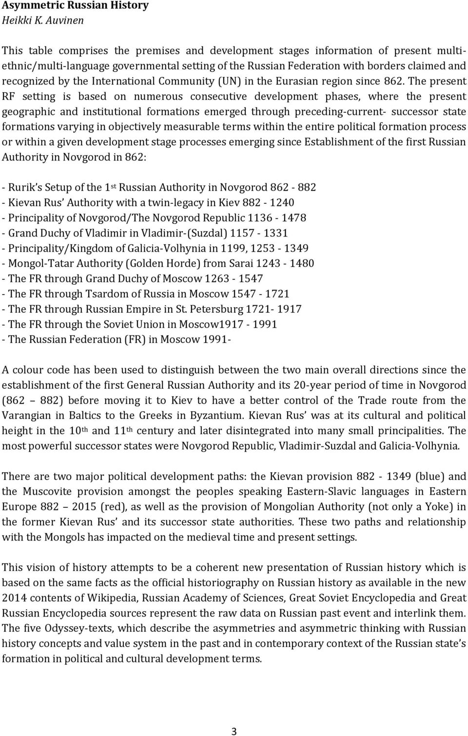 by the International Community (UN) in the Eurasian region since 862.