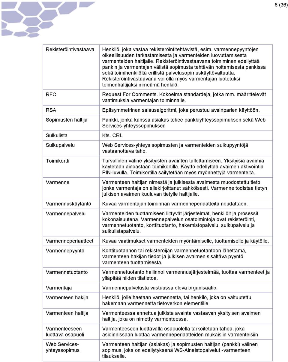 varmennepyyntöjen oikeellisuuden tarkastamisesta ja varmenteiden luovuttamisesta varmenteiden haltijalle.