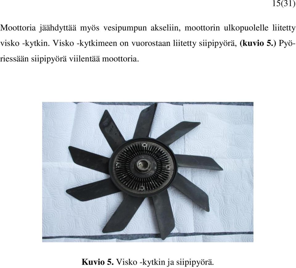 Visko -kytkimeen on vuorostaan liitetty siipipyörä, (kuvio 5.