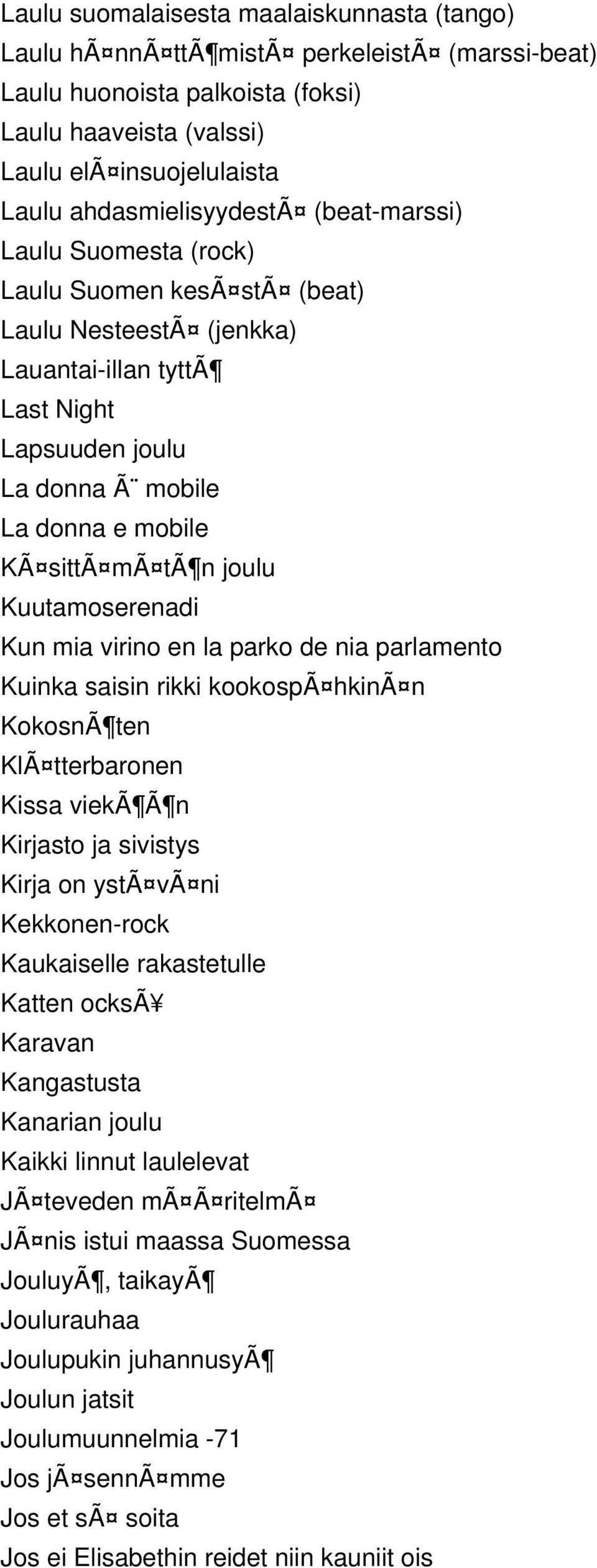 sittã mã tã n joulu Kuutamoserenadi Kun mia virino en la parko de nia parlamento Kuinka saisin rikki kookospã hkinã n KokosnÃ ten KlÃ tterbaronen Kissa viekã Ã n Kirjasto ja sivistys Kirja on ystã vã