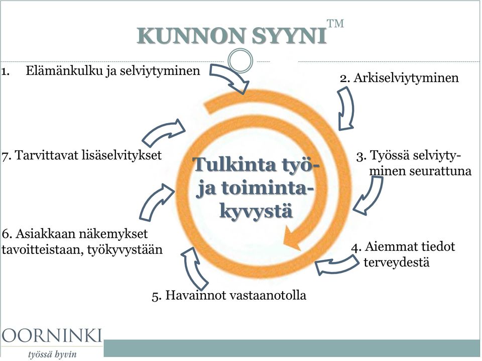 Asiakkaan näkemykset tavoitteistaan, työkyvystään Tulkinta työja