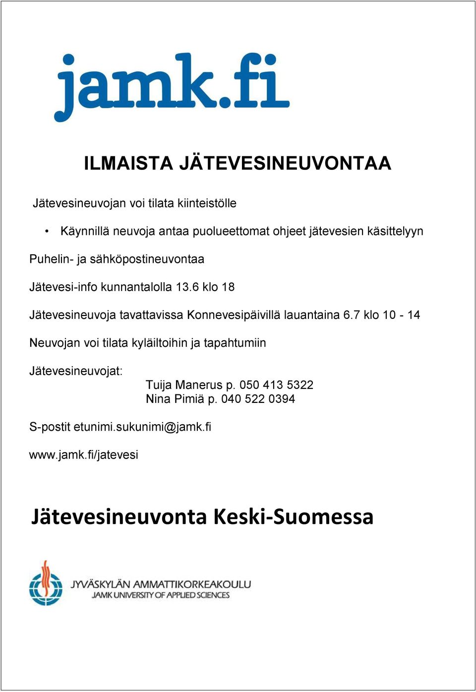 6 klo 18 Jätevesineuvoja tavattavissa Konnevesipäivillä lauantaina 6.