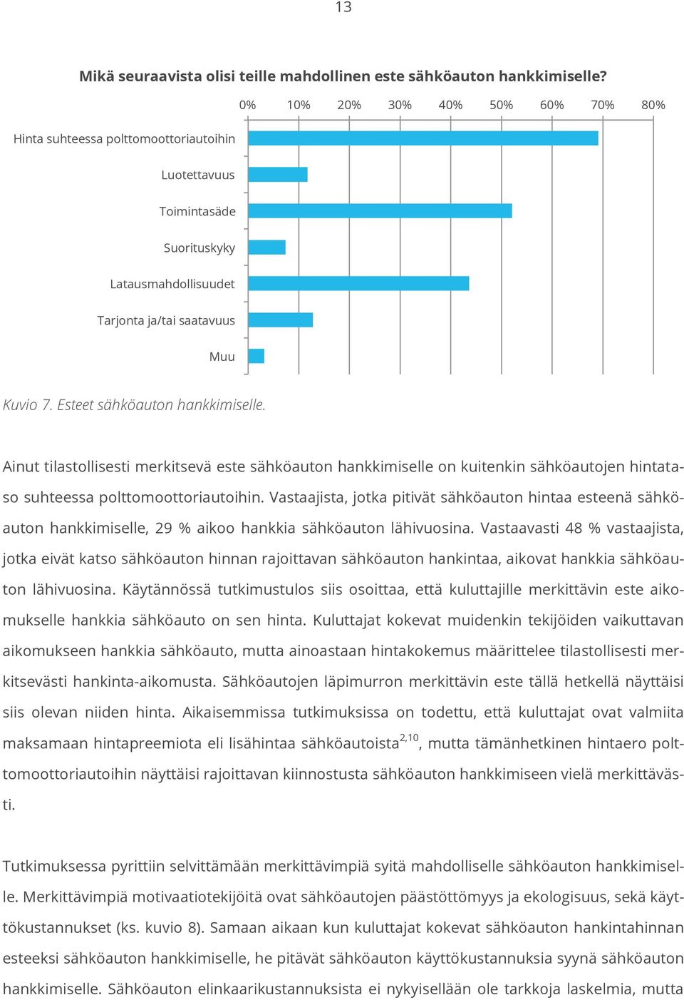 Esteet sähköauton hankkimiselle. Ainut tilastollisesti merkitsevä este sähköauton hankkimiselle on kuitenkin sähköautojen hintataso suhteessa polttomoottoriautoihin.