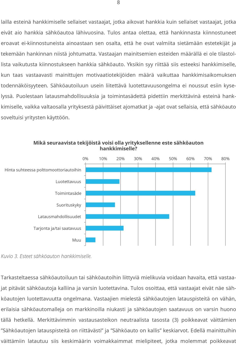 Vastaajan mainitsemien esteiden määrällä ei ole tilastollista vaikutusta kiinnostukseen hankkia sähköauto.