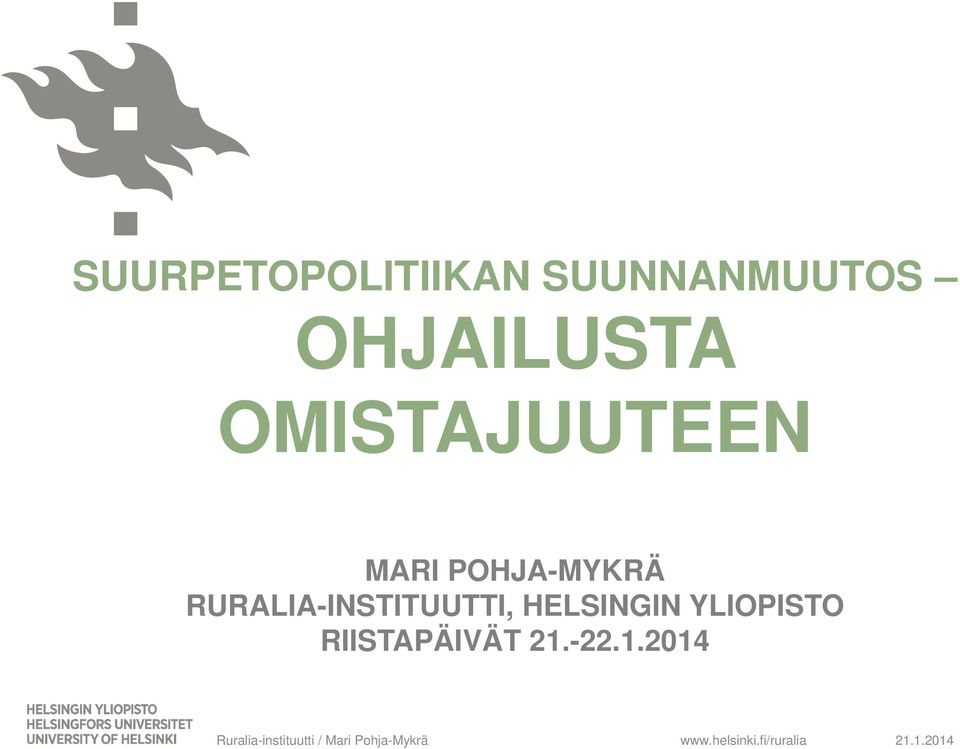 RURALIA-INSTITUUTTI, HELSINGIN YLIOPISTO