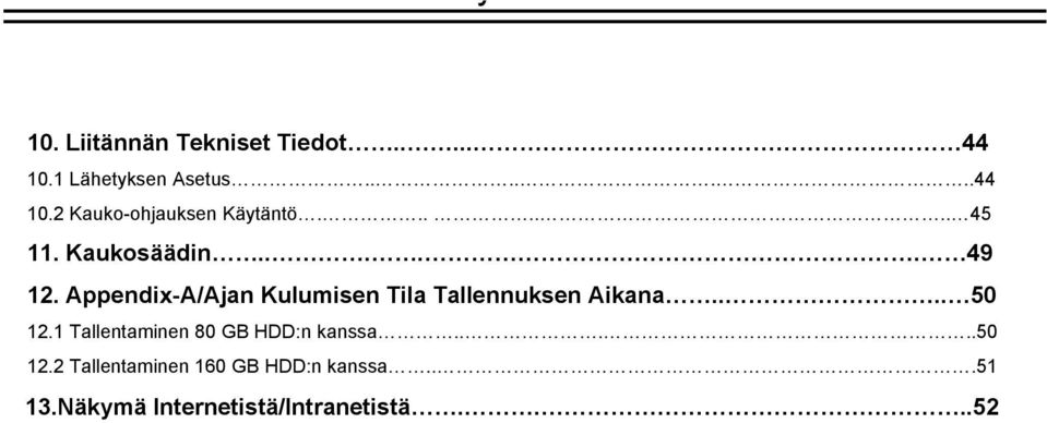 Appendix-A/Ajan Kulumisen Tila Tallennuksen Aikana.... 50 12.