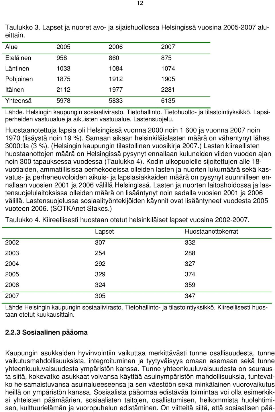 Tietohuolto- ja tilastointiyksikkö. Lapsiperheiden vastuualue ja aikuisten vastuualue. Lastensuojelu.