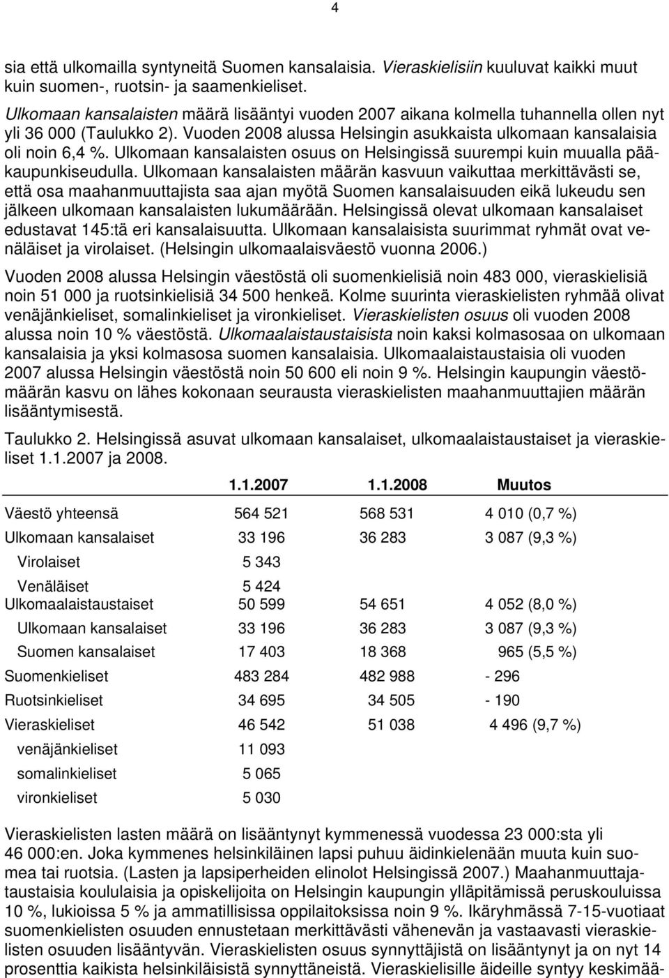 Ulkomaan kansalaisten osuus on Helsingissä suurempi kuin muualla pääkaupunkiseudulla.