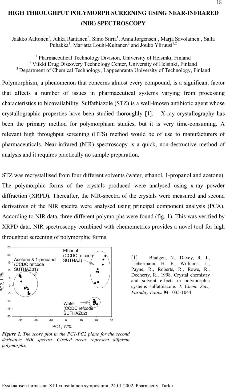 of Chemical Technology, Lappeenranta University of Technology, Finland Polymorphism, a phenomenon that concerns almost every compound, is a significant factor that affects a number of issues in