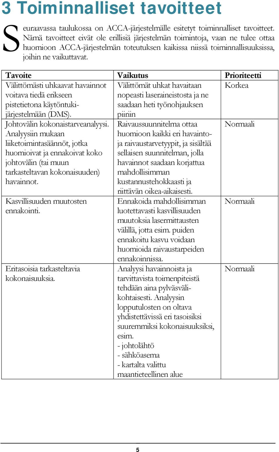 Tavoite Vaikutus Prioriteetti Välittömästi uhkaavat havainnot voitava tiedä erikseen pistetietona käytöntukijärjestelmään (DMS).