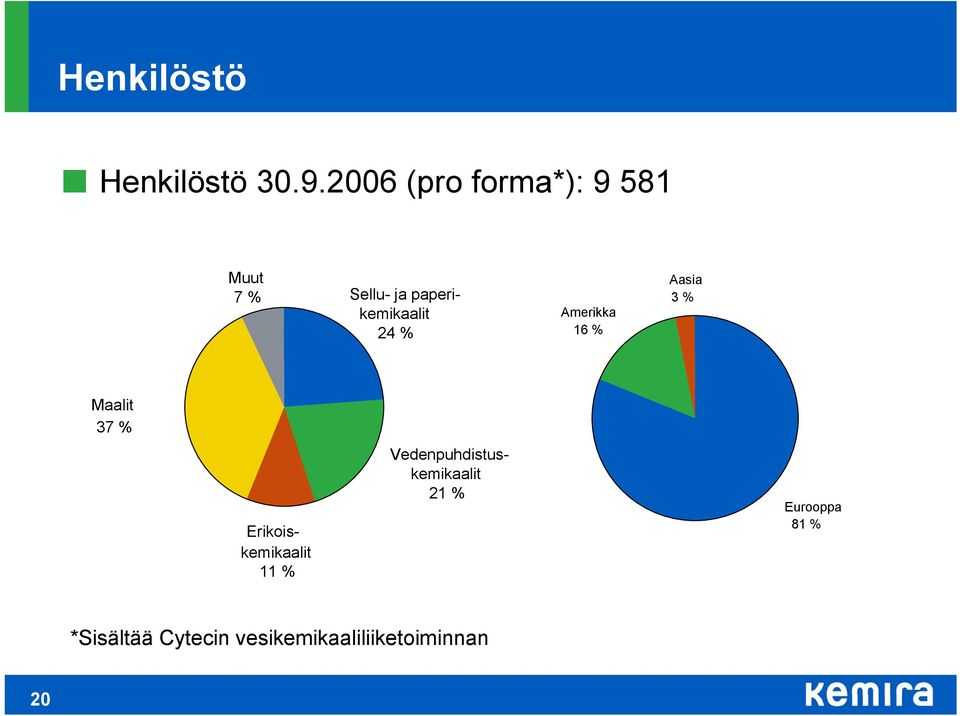 24 % Amerikka 16 % Aasia 3 % Maalit 37 % Erikoiskemikaalit