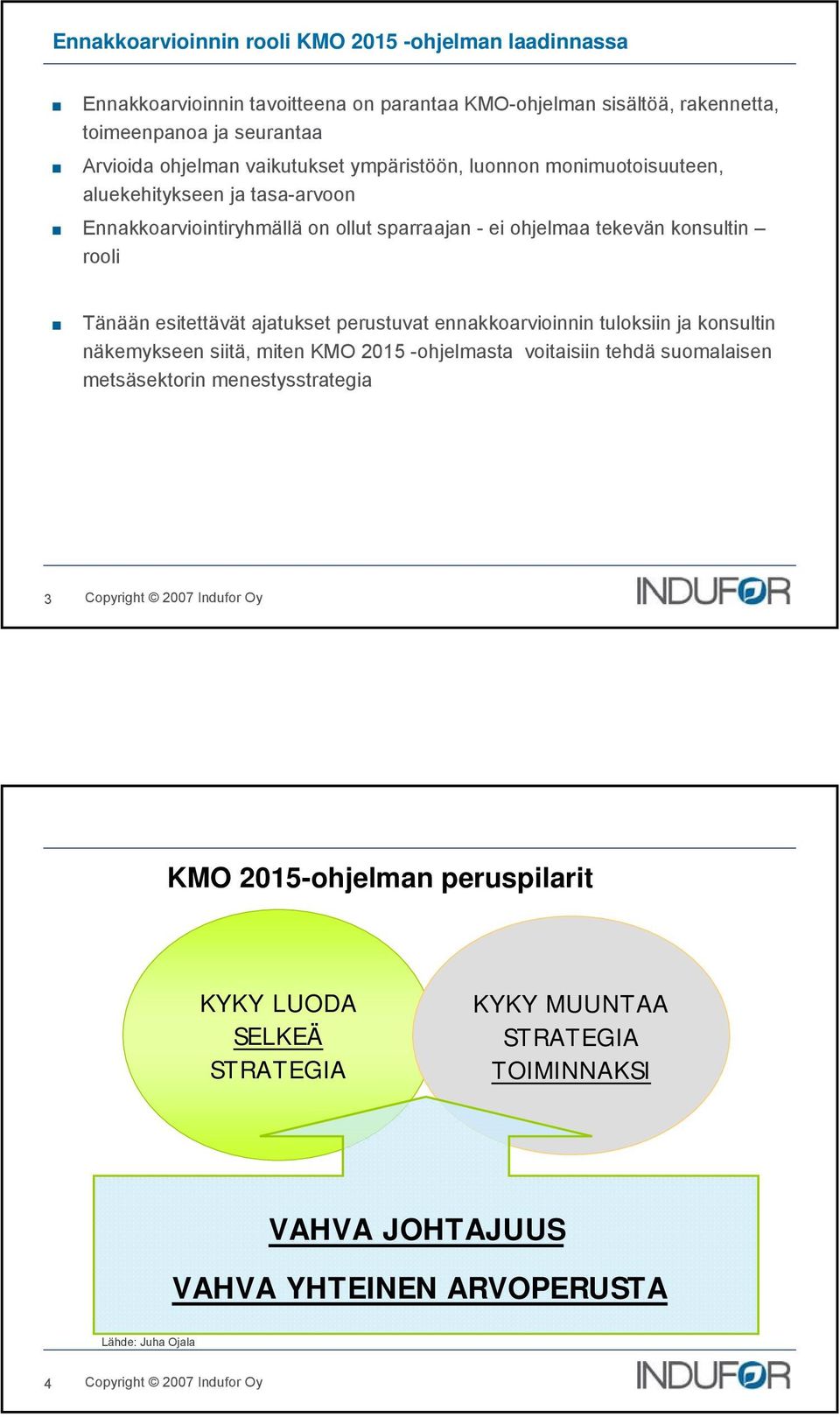 rooli Tänään esitettävät ajatukset perustuvat ennakkoarvioinnin tuloksiin ja konsultin näkemykseen siitä, miten KMO 2015 -ohjelmasta voitaisiin tehdä suomalaisen