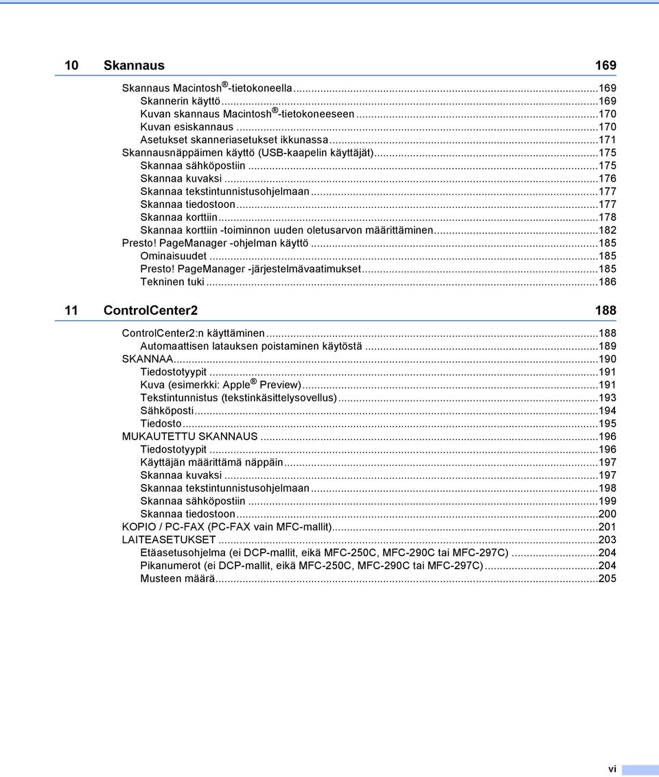 ..178 Skannaa korttiin -toiminnon uuden oletusarvon määrittäminen...182 Presto! PageManager -ohjelman käyttö...185 Ominaisuudet...185 Presto! PageManager -järjestelmävaatimukset...185 Tekninen tuki.