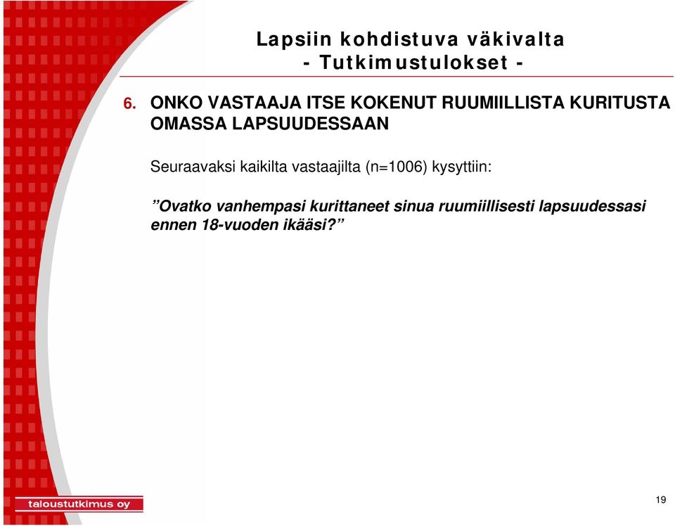 (n=1006) kysyttiin: Ovatko vanhempasi kurittaneet